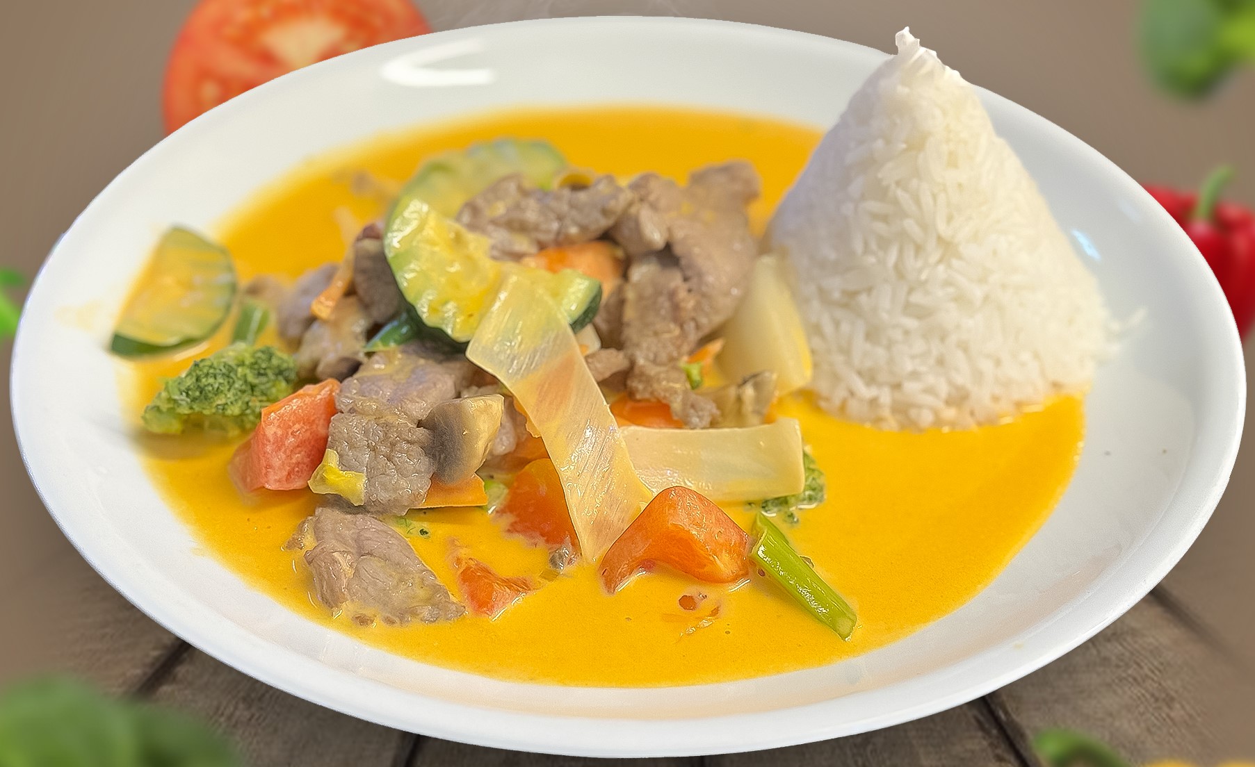 Rindfleisch mit Rotem Curry-Kokosmilch