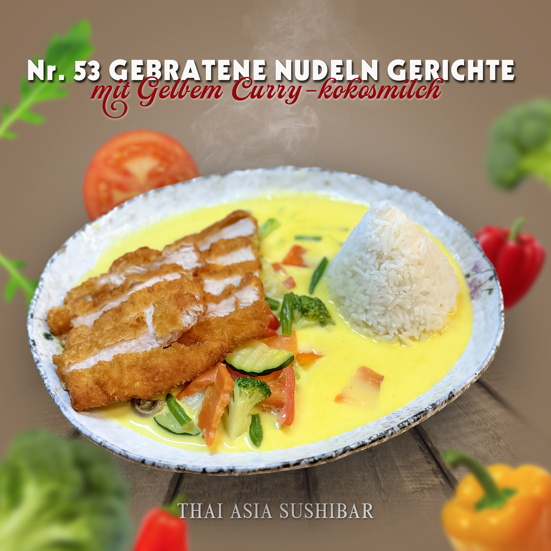 Geb. Hühner Kross mit Gelbem  Curry-Kokosmilch