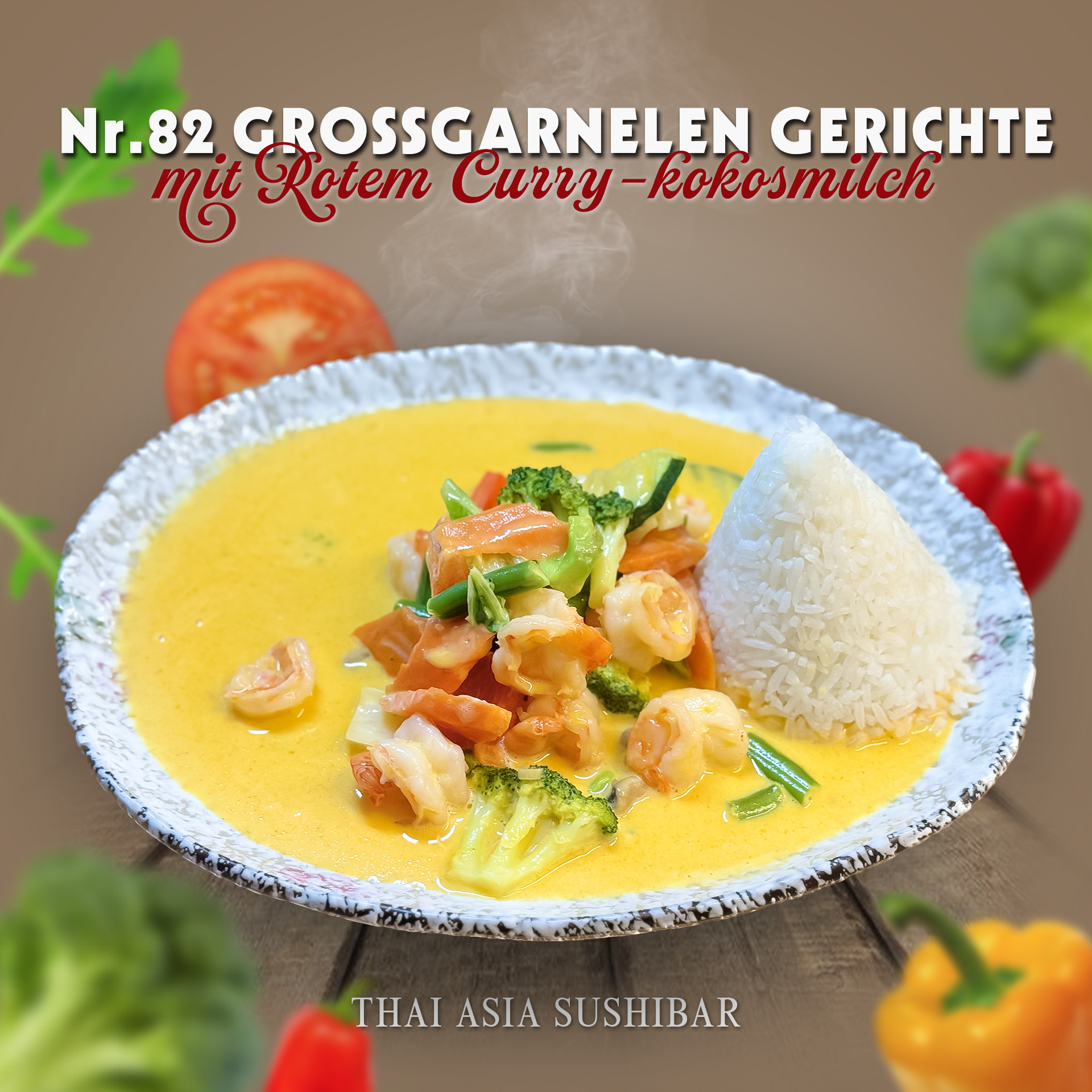 GrossGarnelen mit Rotem Curry-Kokosmich